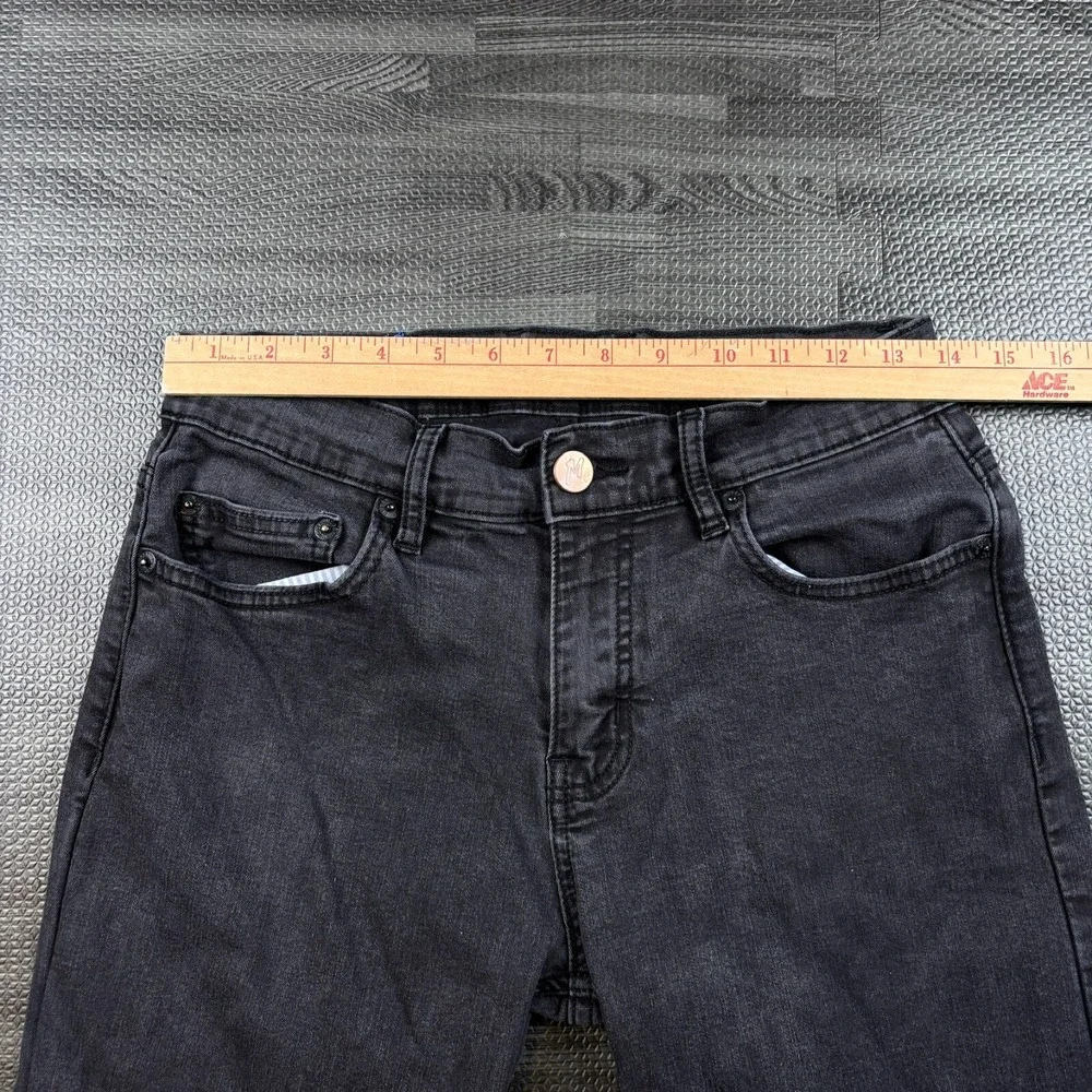 Mugsy Jeans Mens 30x30 (fits 30x29) Black Squid Inks Stretch Slim Straight Denim